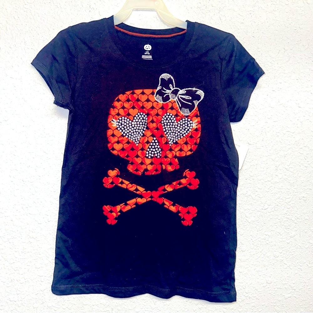Girls Halloween skull shirt sz L 10-12 NWT